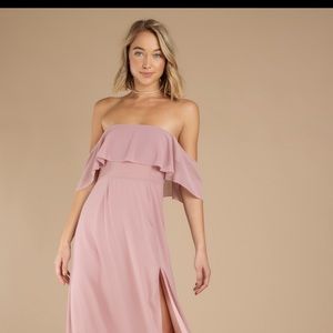 blush pink tobi off the shoulder prom dress